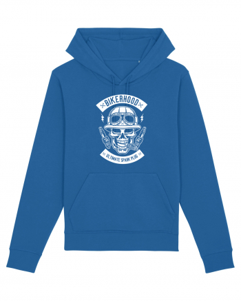 Biker Hood Skull White Royal Blue