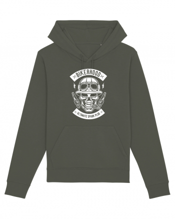 Biker Hood Skull White Khaki