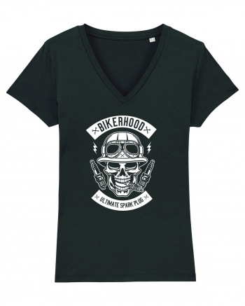 Biker Hood Skull White Black