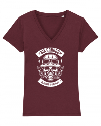 Biker Hood Skull White Burgundy