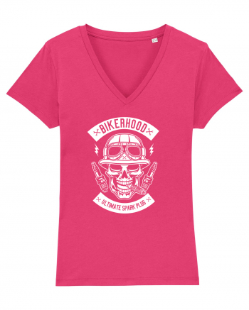 Biker Hood Skull White Raspberry