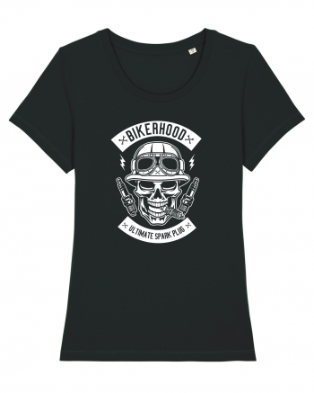 Biker Hood Skull White Black