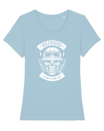 Biker Hood Skull White Sky Blue