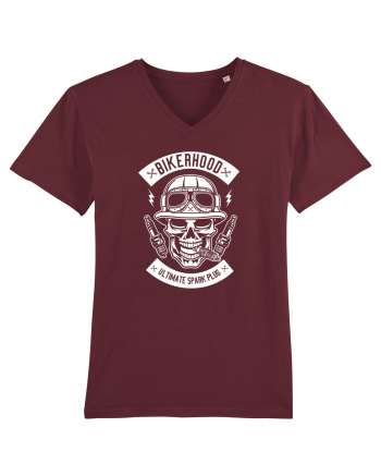 Biker Hood Skull White Burgundy