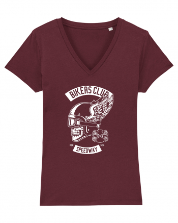 Biker Club Skull WHite Burgundy