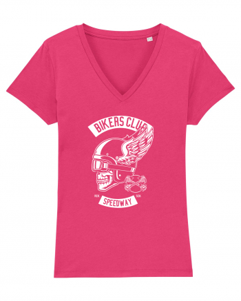 Biker Club Skull WHite Raspberry