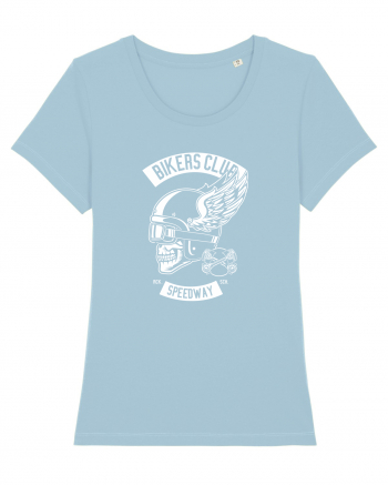 Biker Club Skull WHite Sky Blue