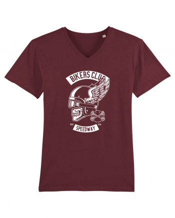 Biker Club Skull WHite Burgundy