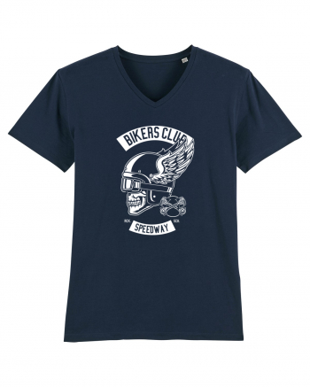 Biker Club Skull WHite French Navy