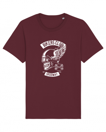 Biker Club Skull WHite Burgundy