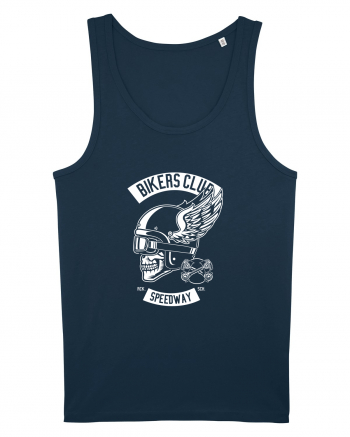 Biker Club Skull WHite Navy