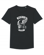 Biker Club Skull WHite Tricou mânecă scurtă guler larg Bărbat Skater