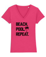 BEACH AND POOL Tricou mânecă scurtă guler V Damă Evoker