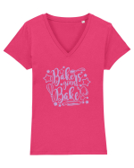 BAKE Tricou mânecă scurtă guler V Damă Evoker