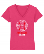 BASEBALL MOM Tricou mânecă scurtă guler V Damă Evoker