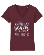 BEACH  Tricou mânecă scurtă guler V Damă Evoker