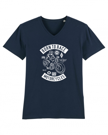 Born to Race Moto White French Navy