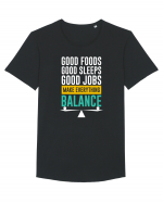 Good Foods Good Sleeps Good Jobs Make Everything Balance Tricou mânecă scurtă guler larg Bărbat Skater