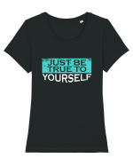 Just Be True To Yourself Tricou mânecă scurtă guler larg fitted Damă Expresser