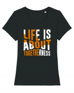 Live Is About Togetherness Tricou mânecă scurtă guler larg fitted Damă Expresser