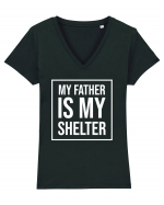 My Father Is My Shelter Tricou mânecă scurtă guler V Damă Evoker