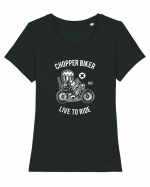 Chopper Biker White Tricou mânecă scurtă guler larg fitted Damă Expresser