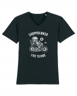 Chopper Biker White Tricou mânecă scurtă guler V Bărbat Presenter