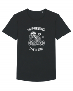 Chopper Biker White Tricou mânecă scurtă guler larg Bărbat Skater