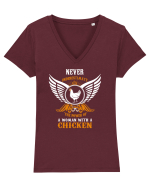 CHICKEN LADY Tricou mânecă scurtă guler V Damă Evoker