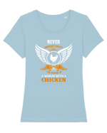 CHICKEN LADY Tricou mânecă scurtă guler larg fitted Damă Expresser