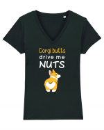 CORGI BUTTS Tricou mânecă scurtă guler V Damă Evoker