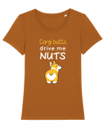 CORGI BUTTS Tricou mânecă scurtă guler larg fitted Damă Expresser