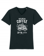 Coffee Van Japanese White Tricou mânecă scurtă guler V Bărbat Presenter