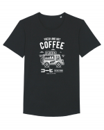 Coffee Van Japanese White Tricou mânecă scurtă guler larg Bărbat Skater