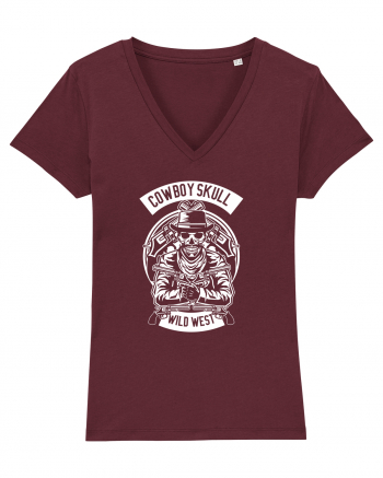 Cowboy Skull White Burgundy