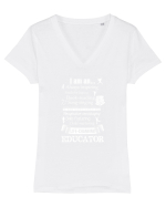EDUCATOR Tricou mânecă scurtă guler V Damă Evoker