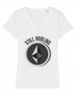 Still Hodling.Etherum  Tricou mânecă scurtă guler V Damă Evoker