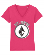 Still Hodling.Etherum  Tricou mânecă scurtă guler V Damă Evoker