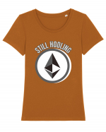 Still Hodling.Etherum  Tricou mânecă scurtă guler larg fitted Damă Expresser