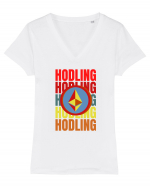 Hodling.Etherum  Tricou mânecă scurtă guler V Damă Evoker