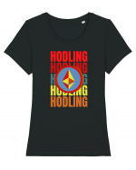 Hodling.Etherum  Tricou mânecă scurtă guler larg fitted Damă Expresser