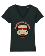 Fueled By Coffee And Gaming Tricou mânecă scurtă guler V Damă Evoker