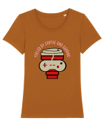 Fueled By Coffee And Gaming Tricou mânecă scurtă guler larg fitted Damă Expresser