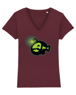 Ghost green fish Tricou mânecă scurtă guler V Damă Evoker