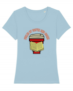 Fueled By Coffee And Books Tricou mânecă scurtă guler larg fitted Damă Expresser