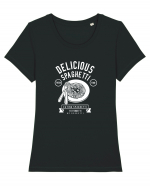 Delicious Spaghetti White Tricou mânecă scurtă guler larg fitted Damă Expresser