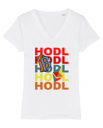 Hodl.Cadou Pentru Iubitorii De Crypto Tricou mânecă scurtă guler V Damă Evoker