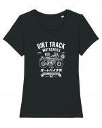 Dirt Track Moto White Tricou mânecă scurtă guler larg fitted Damă Expresser