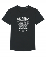 Dirt Track Moto White Tricou mânecă scurtă guler larg Bărbat Skater