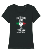 ITALIAN Tricou mânecă scurtă guler larg fitted Damă Expresser